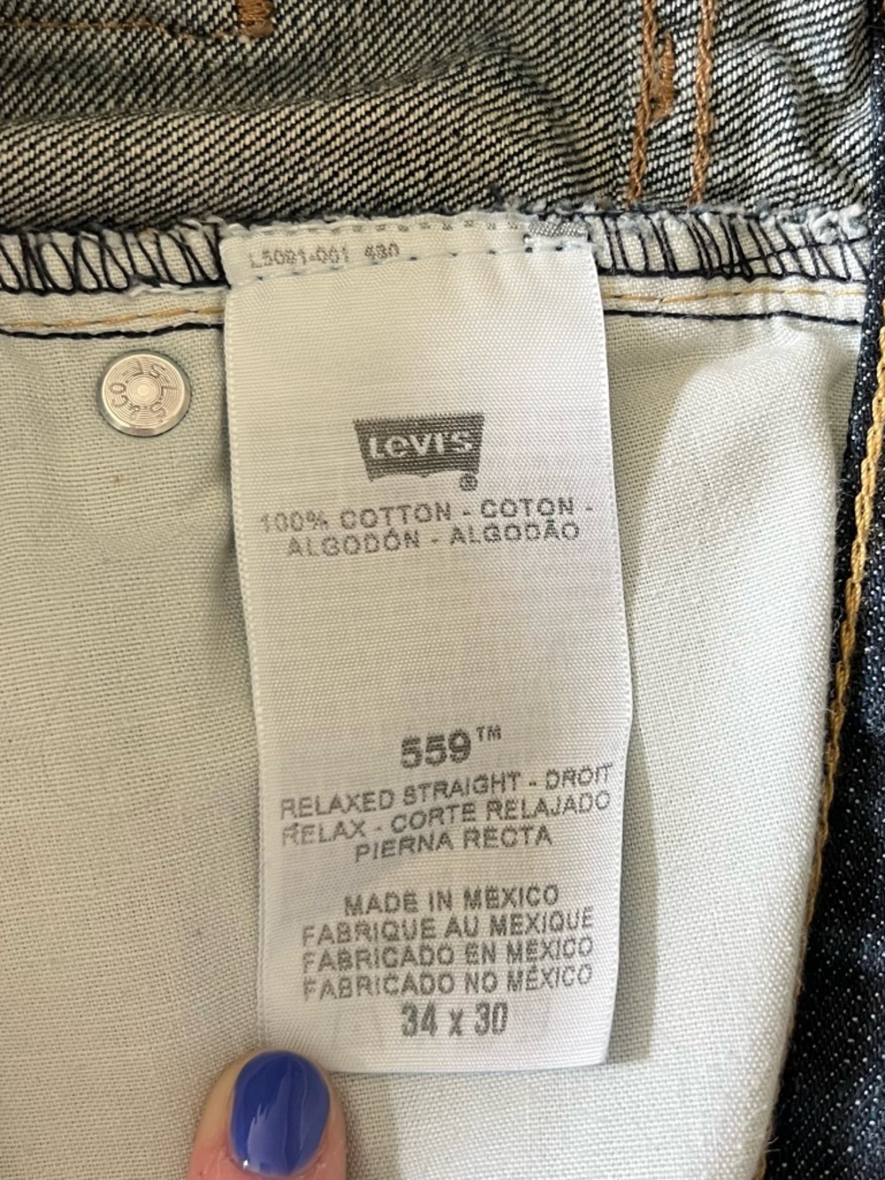 Levi's 559 Men's Indigo “Relaxed Straight” Jeans - 34/30 - Picture 7 of 10